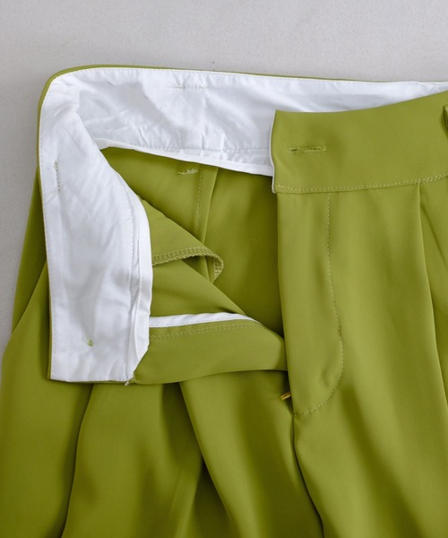 ＡＮＤＪ（アンドジェイ）の「【ANDJ MADE】ハイウェスト　ダブルタック　セミワイド　スラックスパンツ（スラックス・レディース・グレー/ブラック/グリーン/ライトベージュ/ライム/ブルー/パープル/ピンク・S/M/L）」の11枚目の写真