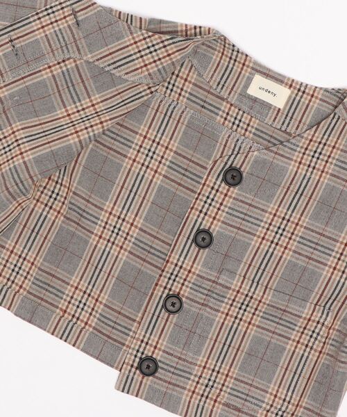 undeny.（アンディニ－）の「undeny.  ノーカラーチェックJK（ノーカラージャケット・キッズ・ブラウン系その他2・XL/M/S/L）」の10枚目の写真