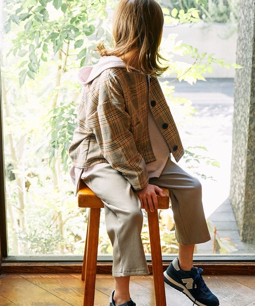 undeny.（アンディニ－）の「undeny.  ノーカラーチェックJK（ノーカラージャケット・キッズ・ブラウン系その他2・XL/M/S/L）」の3枚目の写真