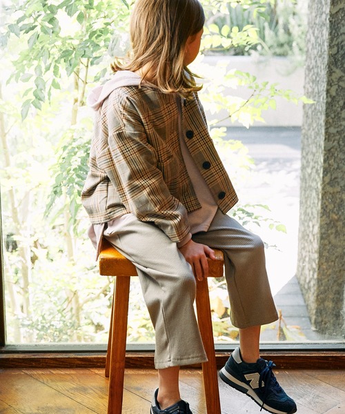 undeny.（アンディニ－）の「undeny.  ノーカラーチェックJK（ノーカラージャケット・キッズ・ブラウン系その他2・XL/M/S/L）」の4枚目の写真