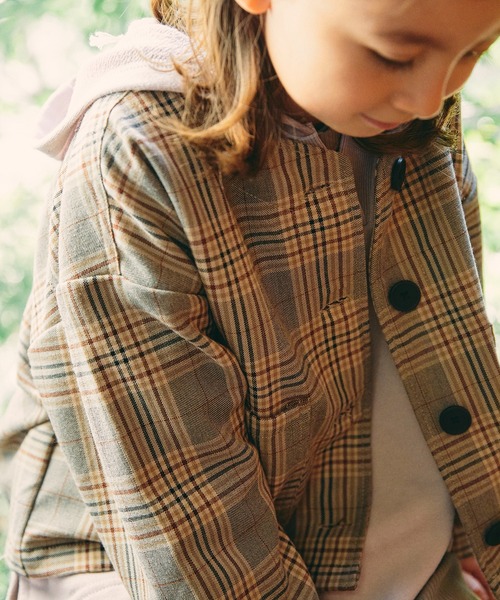 undeny.（アンディニ－）の「undeny.  ノーカラーチェックJK（ノーカラージャケット・キッズ・ブラウン系その他2・XL/M/S/L）」の7枚目の写真