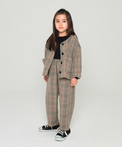 undeny.（アンディニ－）の「undeny.  ノーカラーチェックJK（ノーカラージャケット・キッズ・ブラウン系その他2・XL/M/S/L）」の5枚目の写真