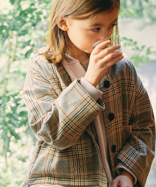 undeny.（アンディニ－）の「undeny.  ノーカラーチェックJK（ノーカラージャケット・キッズ・ブラウン系その他2・XL/M/S/L）」の8枚目の写真