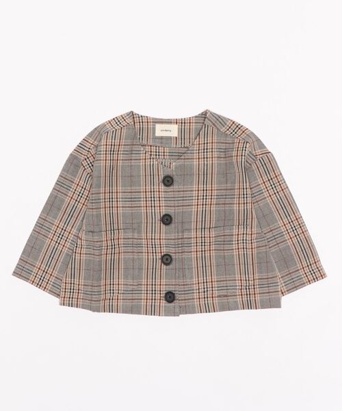 undeny.（アンディニ－）の「undeny.  ノーカラーチェックJK（ノーカラージャケット・キッズ・ブラウン系その他2・XL/M/S/L）」の12枚目の写真