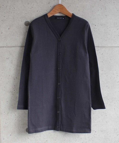 THE CASUAL(カジュアル)の「無地 ロング コットン 長袖 カーディガン キッズ(カーディガン/ボレロ・キッズ・ブラック/チャコール/モカ/ベージュ/ミント/杢グレー・150cm/110cm/140cm/120cm/130cm/160cm)」の3枚目の写真