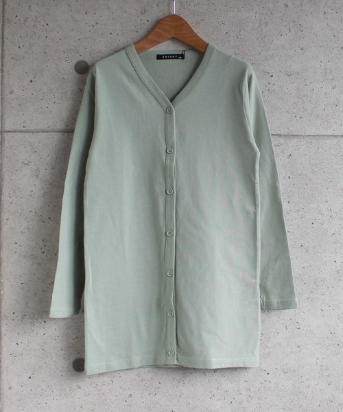 THE CASUAL(カジュアル)の「無地 ロング コットン 長袖 カーディガン キッズ(カーディガン/ボレロ・キッズ・ブラック/チャコール/モカ/ベージュ/ミント/杢グレー・150cm/110cm/140cm/120cm/130cm/160cm)」の6枚目の写真