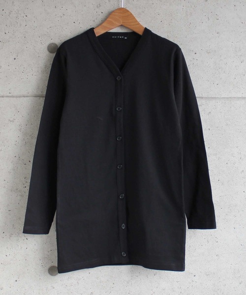 THE CASUAL(カジュアル)の「無地 ロング コットン 長袖 カーディガン キッズ(カーディガン/ボレロ・キッズ・ブラック/チャコール/モカ/ベージュ/ミント/杢グレー・150cm/110cm/140cm/120cm/130cm/160cm)」の2枚目の写真