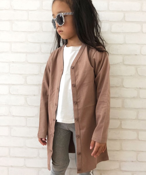THE CASUAL(カジュアル)の「無地 ロング コットン 長袖 カーディガン キッズ(カーディガン/ボレロ・キッズ・ブラック/チャコール/モカ/ベージュ/ミント/杢グレー・150cm/110cm/140cm/120cm/130cm/160cm)」の4枚目の写真