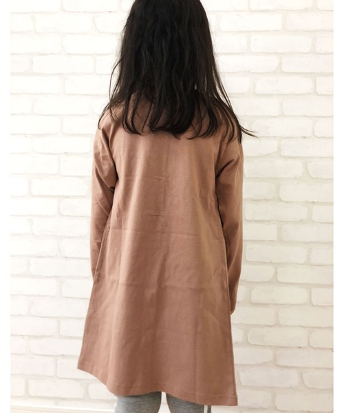 THE CASUAL(カジュアル)の「無地 ロング コットン 長袖 カーディガン キッズ(カーディガン/ボレロ・キッズ・ブラック/チャコール/モカ/ベージュ/ミント/杢グレー・150cm/110cm/140cm/120cm/130cm/160cm)」の9枚目の写真