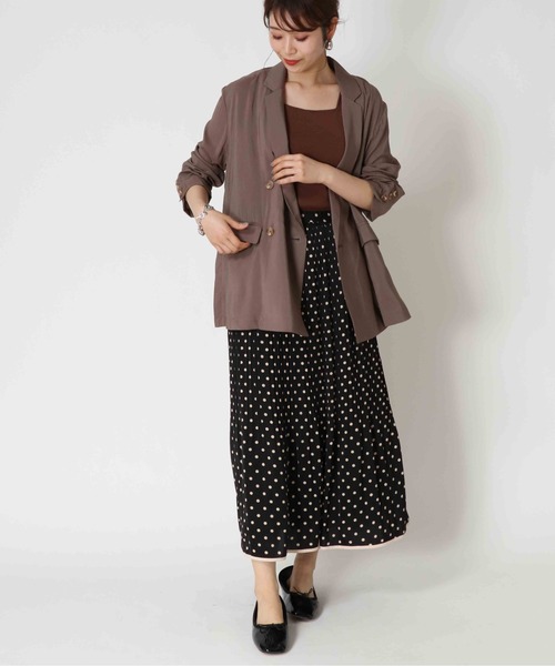 Jines（ジネス）の「ドットプリントプリーツスカート（スカート・レディース・ブラック/ベージュ・38）」の17枚目の写真