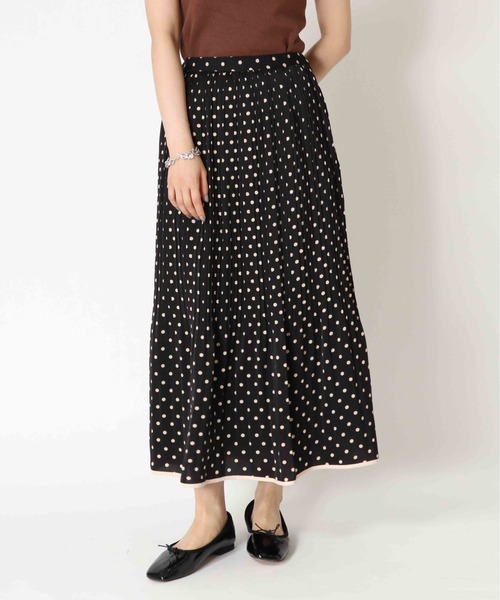 Jines（ジネス）の「ドットプリントプリーツスカート（スカート・レディース・ブラック/ベージュ・38）」の13枚目の写真