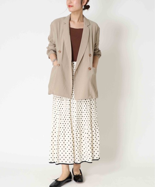 Jines（ジネス）の「ドットプリントプリーツスカート（スカート・レディース・ブラック/ベージュ・38）」の10枚目の写真