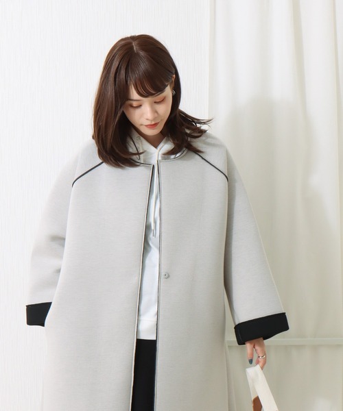 ADORE２ＴＯＮＥボンディングノーカラーコート セール】 2TONEボンディングノーカラーコート （アウター