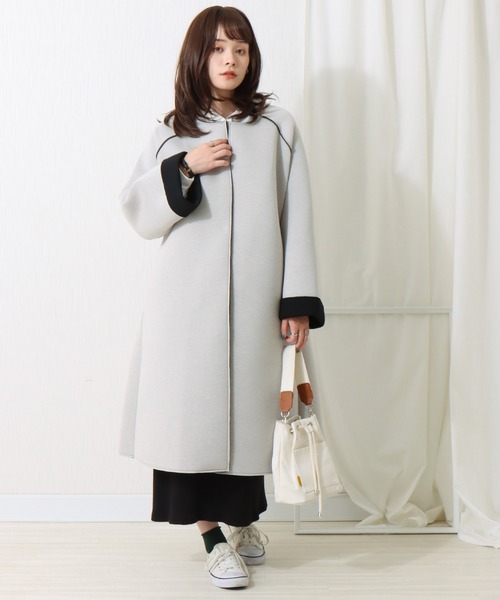 libelle more（リベル モア）の「ボンディングノーカラーコート（ノーカラーコート・レディース・モカ/ブラック/ベージュ/グレー・L/M）」の15枚目の写真