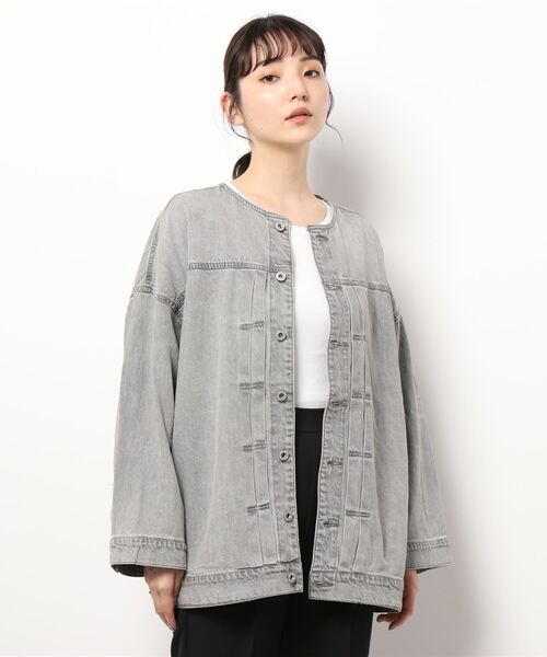 Samansa Mos2 blue（サマンサモスモスブルー）の「ECO DENIM ジャケット（デニムジャケット・レディース・ベージュ/ネイビー/グレー・ﾌﾘ-）」の7枚目の写真