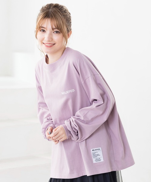 MILKFED.（ミルクフェド）の「BASIC STENCIL L/S TEE（Tシャツ/カットソー・レディース・ホワイト/チャコールグレー/ブラック/ベージュ/ライトパープル/ネイビー/ライトグリーン/オフホワイト・SMALL/MEDIUM/LARGE/X-LARGE）」の10枚目の写真