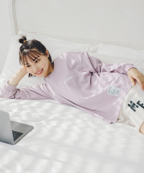 MILKFED.（ミルクフェド）の「BASIC STENCIL L/S TEE（Tシャツ/カットソー・レディース・ホワイト/チャコールグレー/ブラック/ベージュ/ライトパープル/ネイビー/ライトグリーン/オフホワイト・SMALL/MEDIUM/LARGE/X-LARGE）」の19枚目の写真