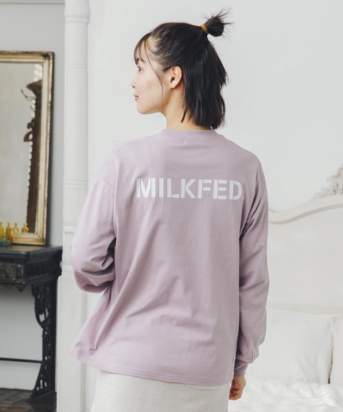 MILKFED.（ミルクフェド）の「BASIC STENCIL L/S TEE（Tシャツ/カットソー・レディース・ホワイト/チャコールグレー/ブラック/ベージュ/ライトパープル/ネイビー/ライトグリーン/オフホワイト・SMALL/MEDIUM/LARGE/X-LARGE）」の18枚目の写真