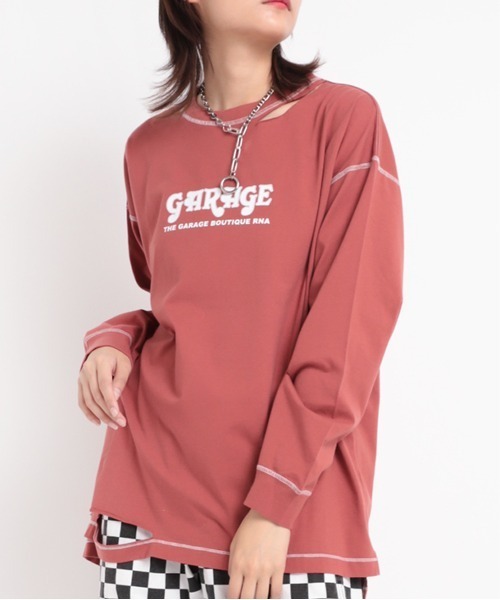 RNA(アールエヌエー)の「M1737 スラッシュガレージロゴTEE(Tシャツ/カットソー・レディース・ブラック/エンジ/ブルー・MEDIUM)」の1枚目の写真