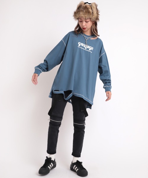 RNA(アールエヌエー)の「M1737 スラッシュガレージロゴTEE(Tシャツ/カットソー・レディース・ブラック/エンジ/ブルー・MEDIUM)」の17枚目の写真