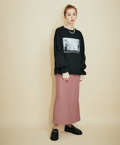 MADEMOISELLE ROPE'（マドモアゼル ロペ）の「ストレッチツイルストレートスカート（スカート・レディース・ダークブラウン/ピンク系その他・38/36）」の9枚目の写真