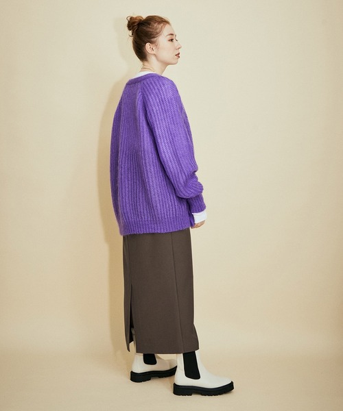 MADEMOISELLE ROPE'（マドモアゼル ロペ）の「ストレッチツイルストレートスカート（スカート・レディース・ダークブラウン/ピンク系その他・38/36）」の12枚目の写真