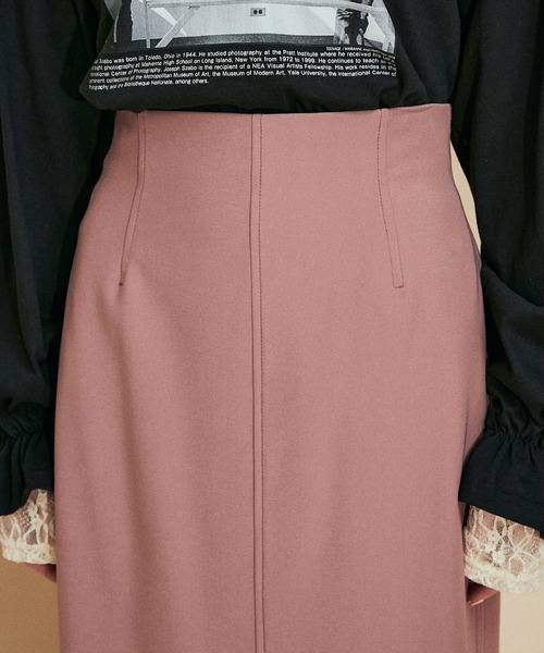 MADEMOISELLE ROPE'（マドモアゼル ロペ）の「ストレッチツイルストレートスカート（スカート・レディース・ダークブラウン/ピンク系その他・38/36）」の4枚目の写真