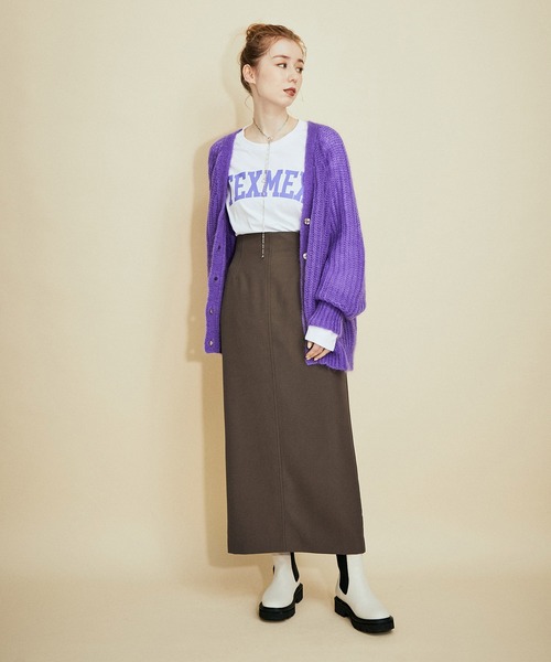 MADEMOISELLE ROPE'（マドモアゼル ロペ）の「ストレッチツイルストレートスカート（スカート・レディース・ダークブラウン/ピンク系その他・38/36）」の16枚目の写真