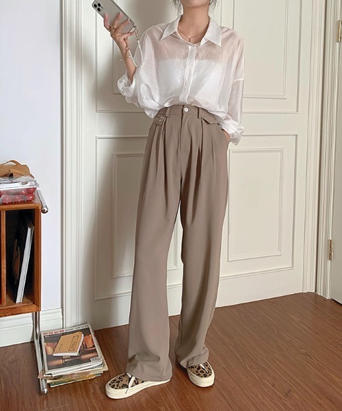 sevens(セブンズ)の「【sevens】ストレッチワイドレッグストレートパンツ(その他パンツ・レディース・ブラック/ベージュ・M/L)」の1枚目の写真