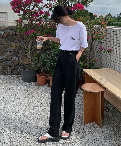 sevens(セブンズ)の「【sevens】ストレッチワイドレッグストレートパンツ(その他パンツ・レディース・ブラック/ベージュ・M/L)」の6枚目の写真