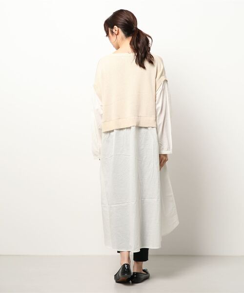 Samansa Mos2（サマンサ モスモス）の「脇リボンドッキングワンピース（ワンピース・レディース・キナリ/ブラック/モカ・ﾌﾘ-）」の4枚目の写真