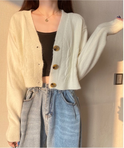 WYM KNIT SHIRT CARDIGAN ニットポロ カーディガン 短丈 Knit polo cardigan / ニットポロカーディガン（カーディガン