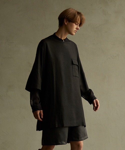 Juha(ユハ)の「OVERSIZED S/S TUNIC(Tシャツ/カットソー・メンズ・ブラック/ブラウン/オフホワイト・3/4)」の3枚目の写真