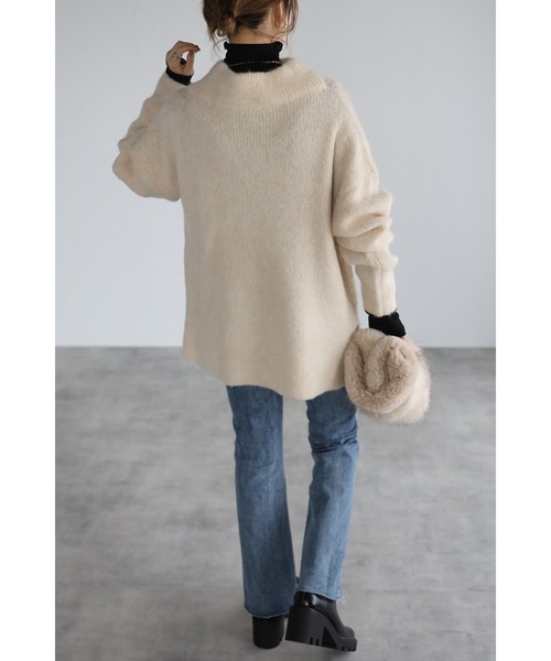 Bonjour Sagan（ボンジュールサガン）の「アルパカ混ハイネックプルオーバー（ニット/セーター・レディース・ライトブルー/ベージュ/ピンク・FREE）」の14枚目の写真