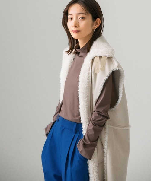 KBF（ケイビーエフ）の「スリットハイネックカットソー（Tシャツ/カットソー・レディース・ブラウン/アイボリー/グリーン系その他・ONE）」の4枚目の写真