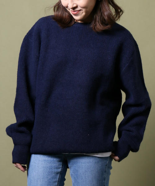 B.C STOCK（ベーセーストック）の「タックガラ クルーニット（ニット/セーター・メンズ・ベージュ/ネイビー/ボルドー・MEDIUM/LARGE）」の2枚目の写真