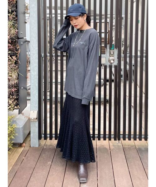 Ungrid（アングリッド）の「UngridロゴエンブロイダリーロングスリーブTee（Tシャツ/カットソー・レディース・オフホワイト/チャコールグレー/オレンジ/ミント・FREE）」の17枚目の写真