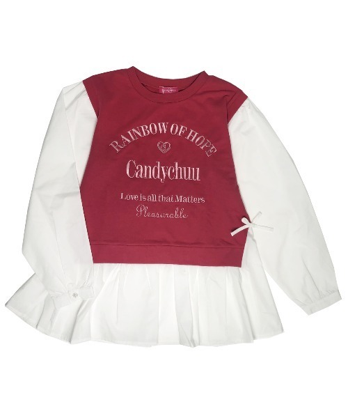 Candychuu(キャンディチュウ)の「ドッキングブラウス(Tシャツ/カットソー・キッズ・ピンク・SS/S/M/XXS)」の1枚目の写真