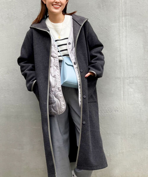 NOLLEY’S(ノーリーズ)の「◇【WEB限定】T/Rカットメルトンコート(その他アウター・レディース・チャコールグレー/ベージュ/ブラウン・FREE)」の3枚目の写真