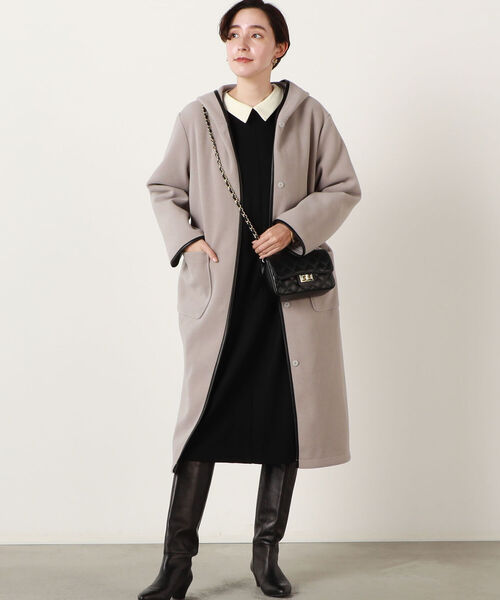 NOLLEY’S(ノーリーズ)の「◇【WEB限定】T/Rカットメルトンコート(その他アウター・レディース・チャコールグレー/ベージュ/ブラウン・FREE)」の4枚目の写真