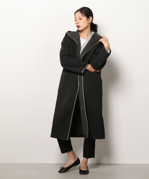 NOLLEY’S(ノーリーズ)の「◇【WEB限定】T/Rカットメルトンコート(その他アウター・レディース・チャコールグレー/ベージュ/ブラウン・FREE)」の5枚目の写真