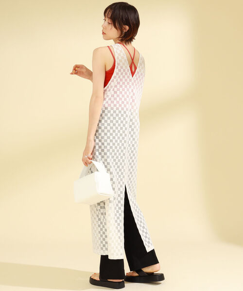 Ray BEAMS（レイビームス）の「Ray BEAMS / チェッカー チュール ノースリーブ ワンピース（ワンピース・レディース・オフホワイト/オレンジ/ブルー・ONE SIZE）」の17枚目の写真
