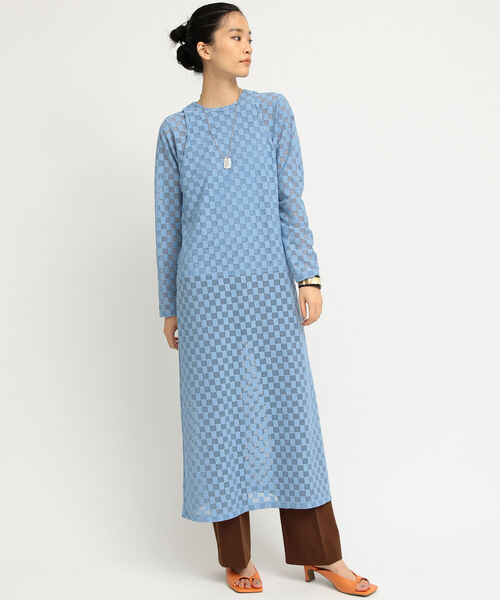 Ray BEAMS（レイビームス）の「Ray BEAMS / チェッカー チュール ノースリーブ ワンピース（ワンピース・レディース・オフホワイト/オレンジ/ブルー・ONE SIZE）」の22枚目の写真