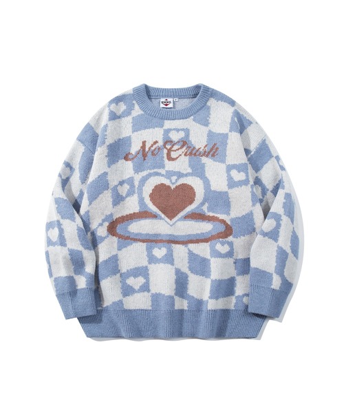 セール】【HOOK】ハートと市松模様ニット風スウェット（ニット