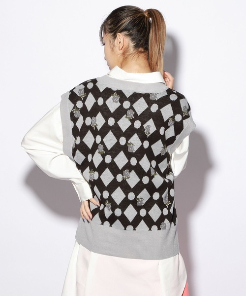 PBLIM（ページボーイリム）の「【PAGEBOYLIM】フラワーVネックベスト（ベスト・レディース・ブラック/グリーン・MEDIUM/LARGE）」の8枚目の写真