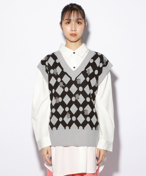 PBLIM（ページボーイリム）の「【PAGEBOYLIM】フラワーVネックベスト（ベスト・レディース・ブラック/グリーン・MEDIUM/LARGE）」の20枚目の写真