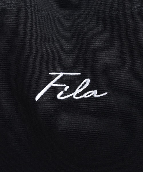 FILA（フィラ）の「【FILA/フィラ】筆記体ロゴ刺繍 キャンバス トートバッグ ショルダーバッグ 大容量 25L（トートバッグ・レディース・ブラック/ベージュ/オフホワイト/オリーブ・FREE）」の5枚目の写真
