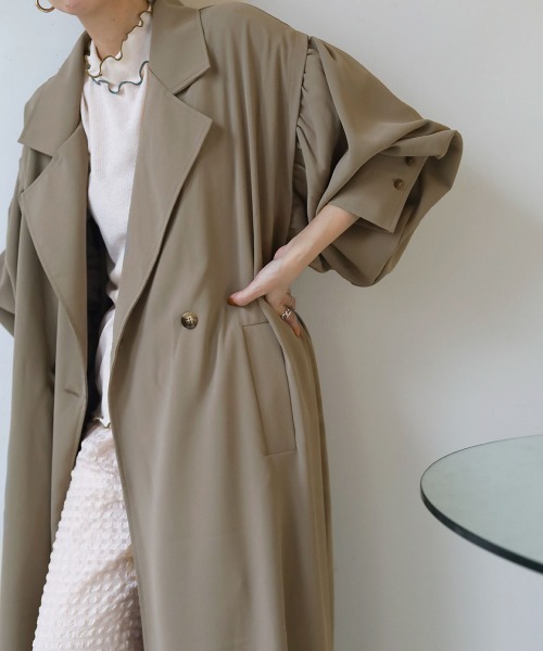 Bab(バブ)の「袖ボリュームフレアートレンチコート(トレンチコート・レディース・ベージュ/カーキ/オレンジ・M)」の3枚目の写真