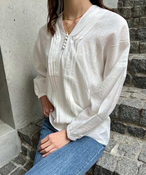 H.Warren(エイチウォーレン)の「カフタンネックボリュームスリーブブラウス(シャツ/ブラウス・レディース・ホワイト/ブラック・FREE)」の11枚目の写真