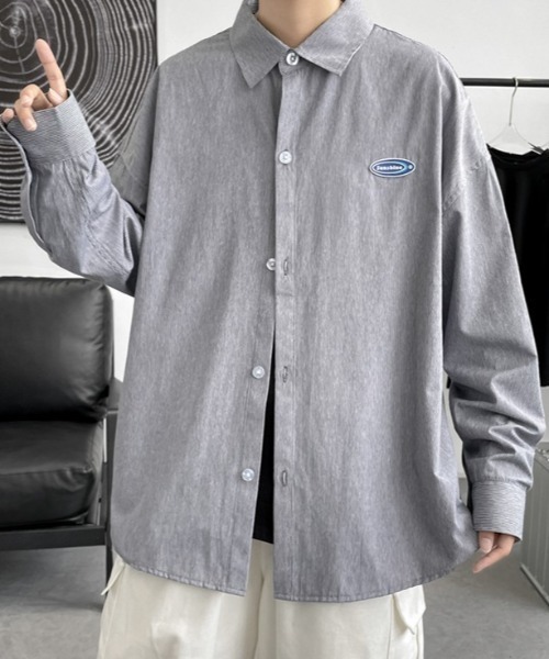 セール】ピンストライプワンポイントオーバーサイズシャツ（シャツ